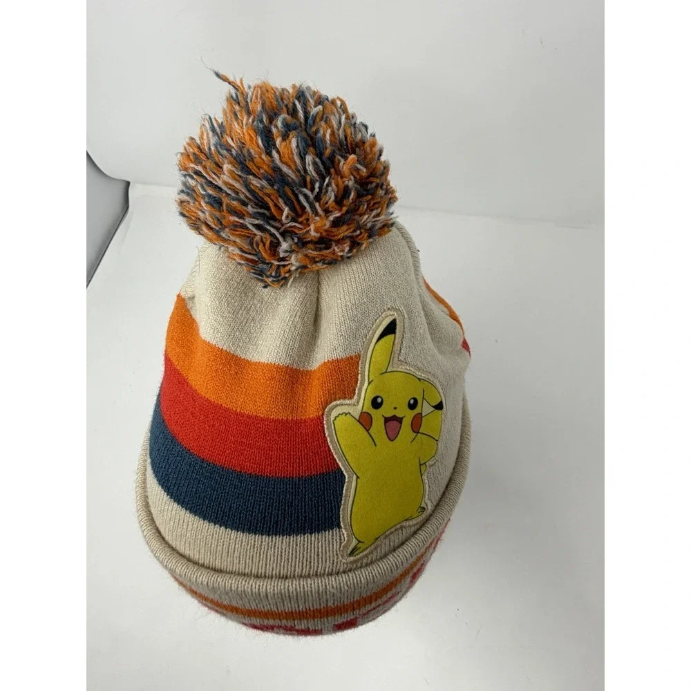 Official Pokémon Pikachu Striped Knit Pom Beanie‎ Hat (2022 Release)